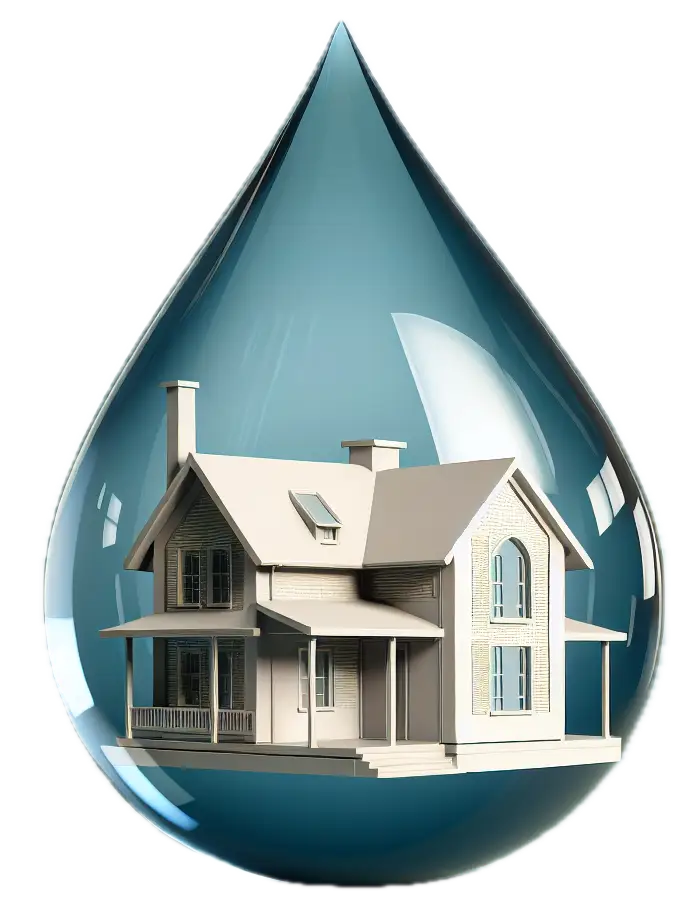 Maison stylisée dans une goutte d'eau en Gironde.